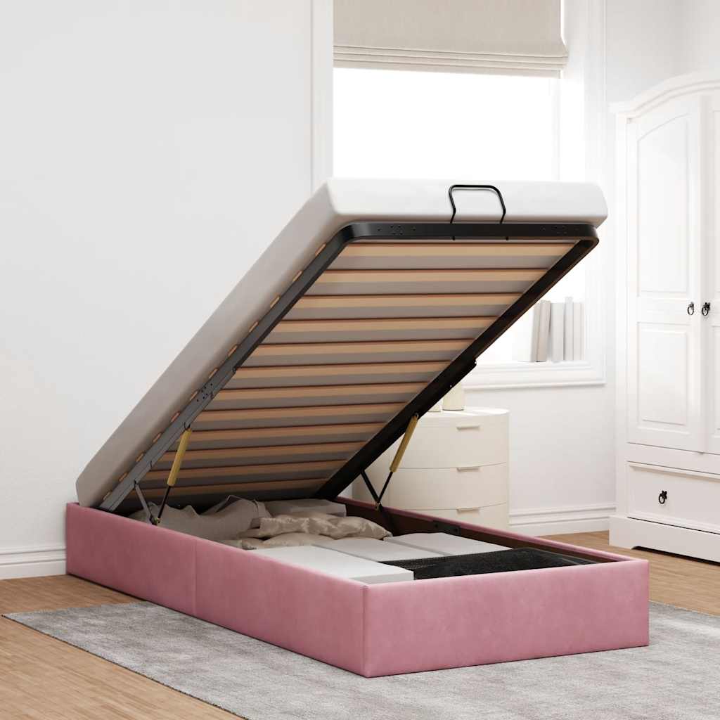 Bedframe zonder matras 80x200 cm fluweel roze is nu te koop bij PeponiXL, paradijselijk wonen!