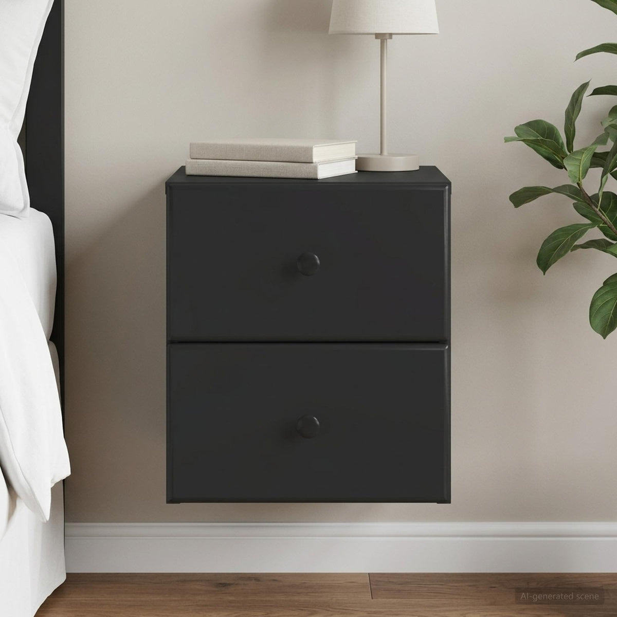 Wandbeugel Bedkast Zwart 34,5 x 33 x 40 cm Bewerkt hout is nu te koop bij PeponiXL, paradijselijk wonen!