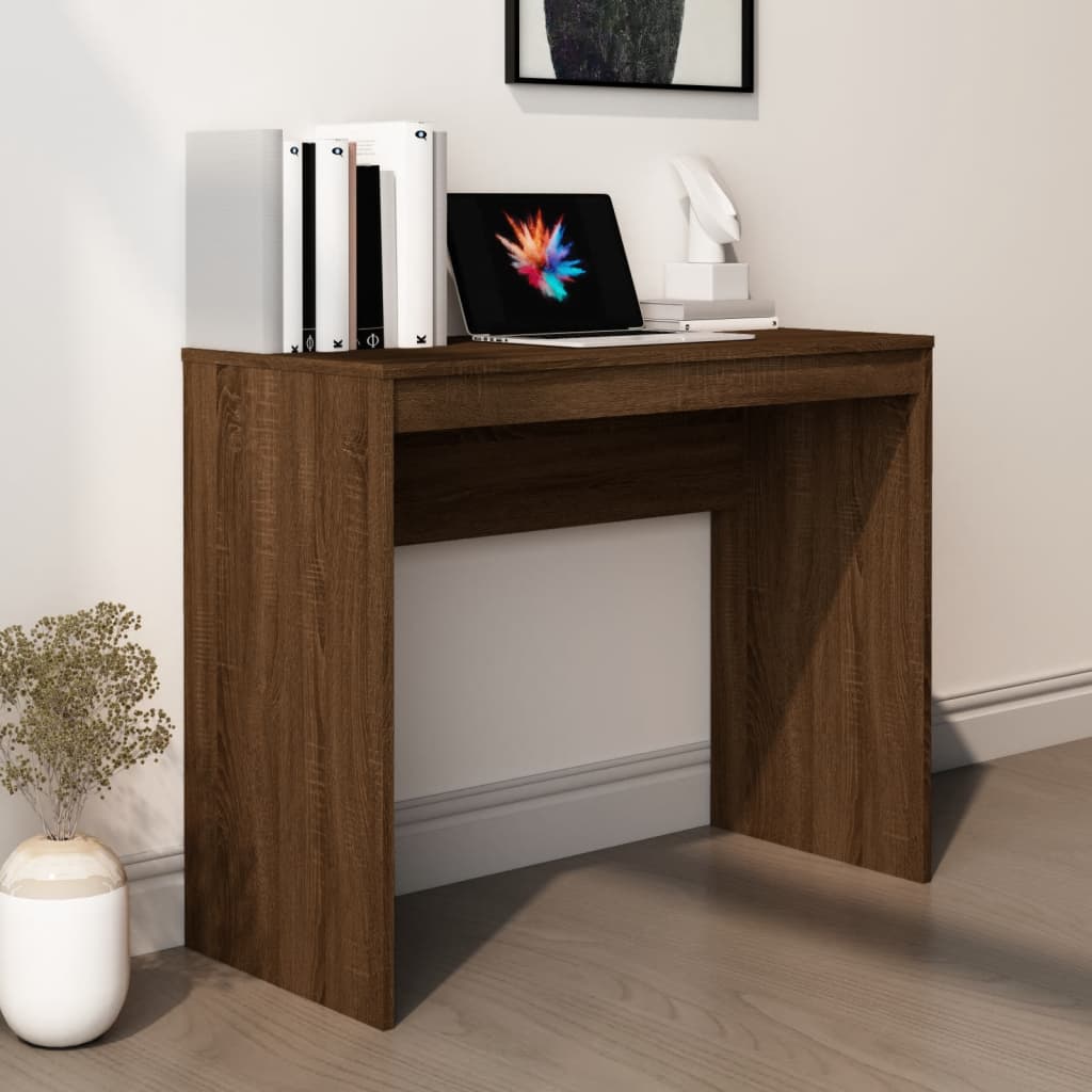 Bureau 90x40x72 cm bewerkt hout bruin eikenkleur is nu te koop bij PeponiXL, paradijselijk wonen!
