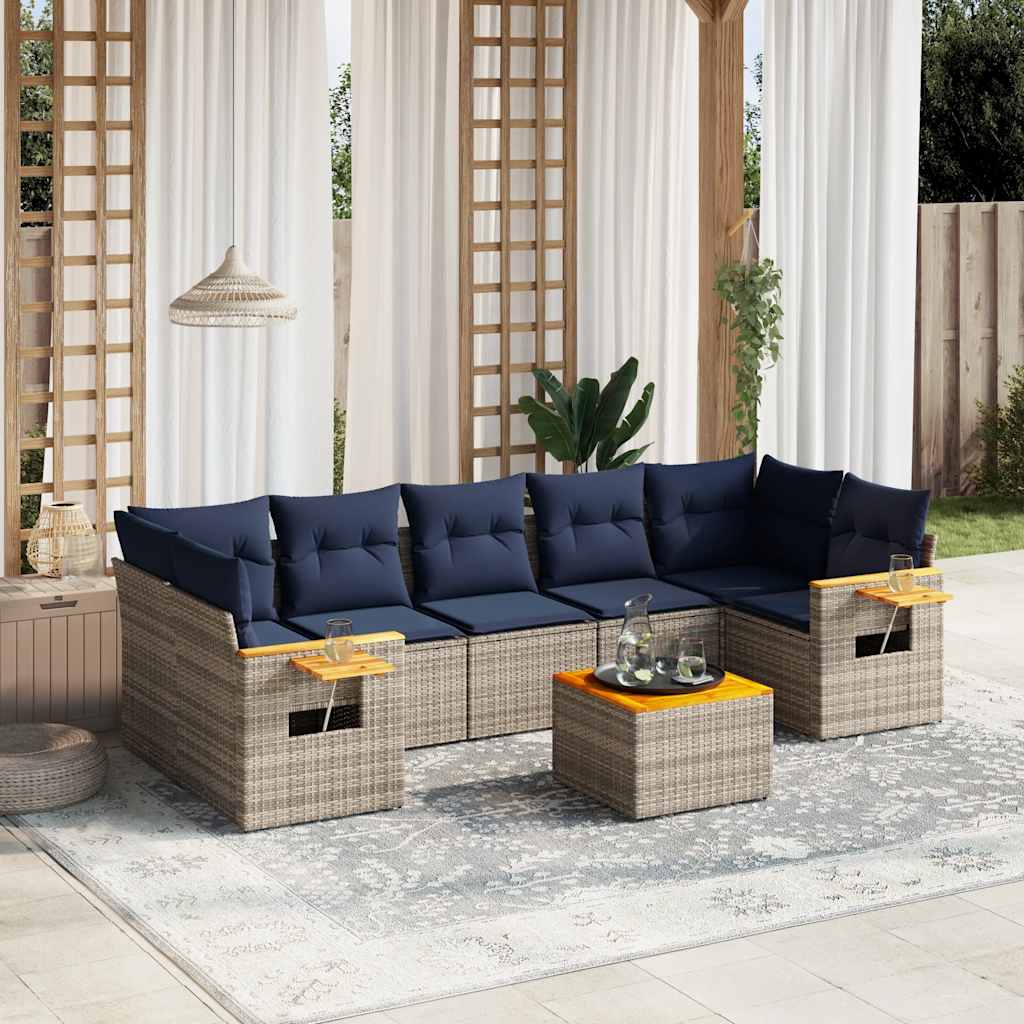 8-delige Loungeset met kussens poly rattan grijs is nu te koop bij PeponiXL, paradijselijk wonen!