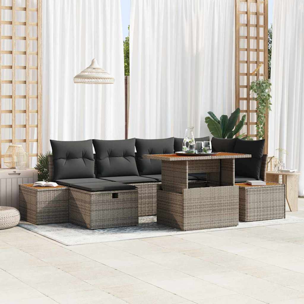 Tuin Sofa Set 7 st Grijs poly rattan is nu te koop bij PeponiXL, paradijselijk wonen!