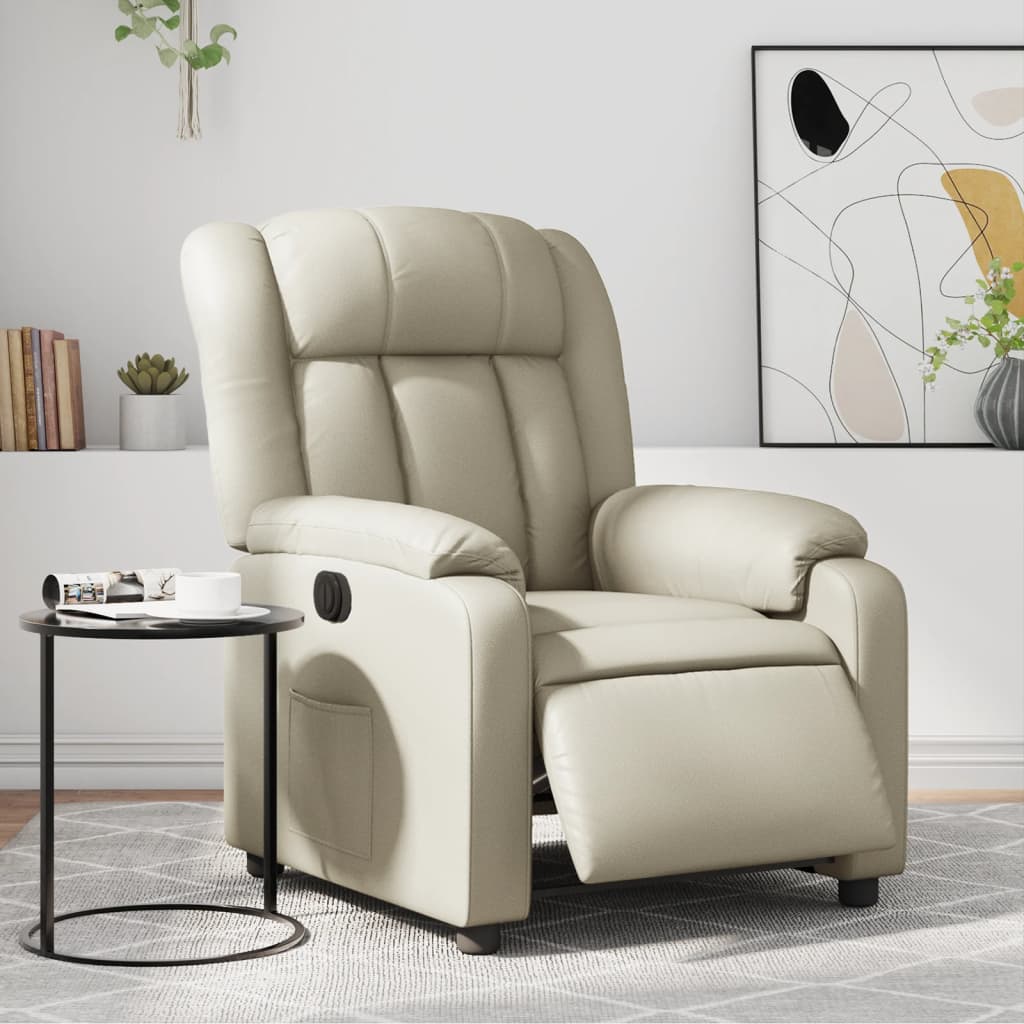 Fauteuil elektrisch verstelbaar kunstleer crèmekleurig is nu te koop bij PeponiXL, paradijselijk wonen!