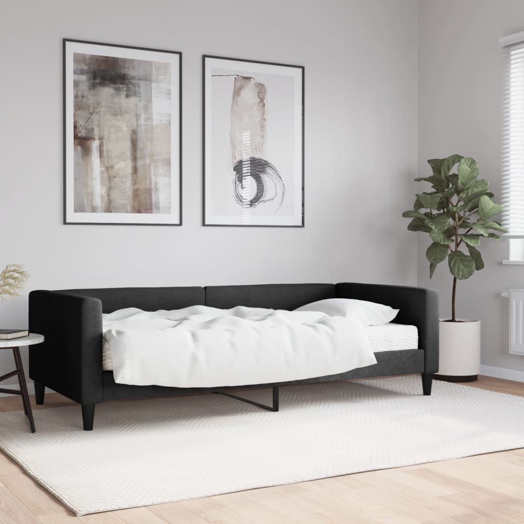 Slaapbank met matras 90x190 cm stof zwart is nu te koop bij PeponiXL, paradijselijk wonen!