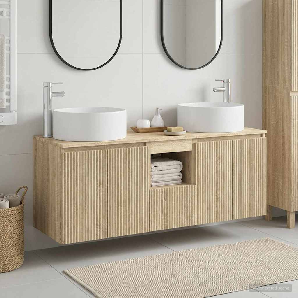 Badkamerkastenset 3 st Sonoma Eiken 49,5 x 44,5 x 65,5 cm is nu te koop bij PeponiXL, paradijselijk wonen!