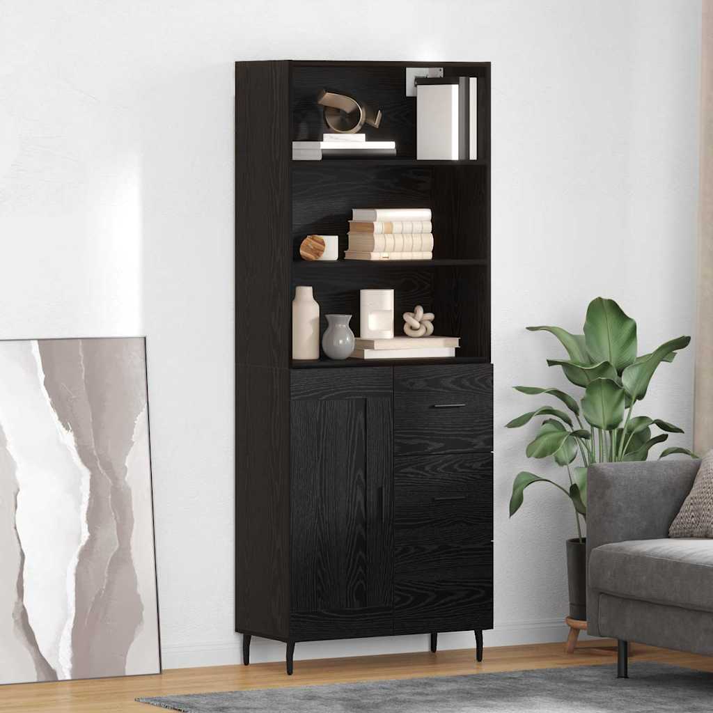 Hoge kast met lade Zwart Eiken 69,5 x 34 x 180 cm is nu te koop bij PeponiXL, paradijselijk wonen!