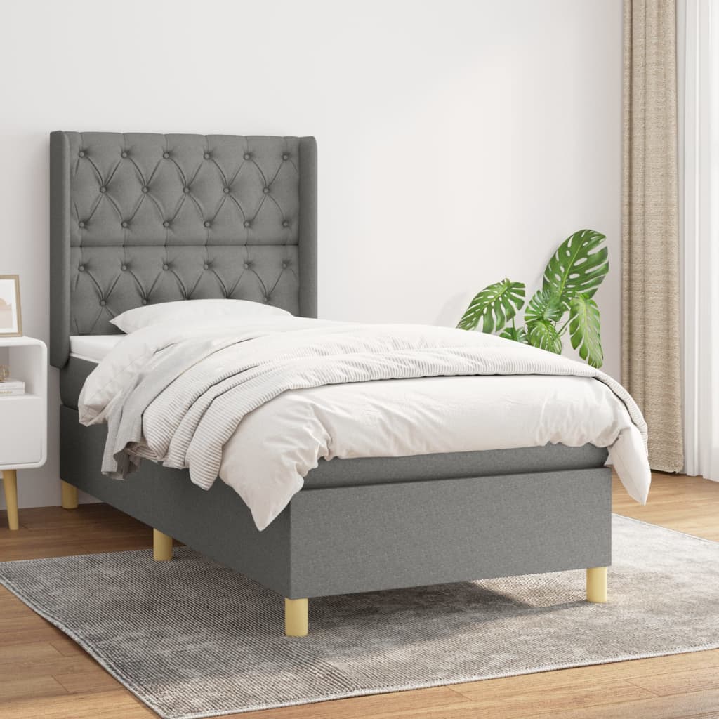 Boxspring met matras stof donkergrijs 80x200 cm is nu te koop bij PeponiXL, paradijselijk wonen!