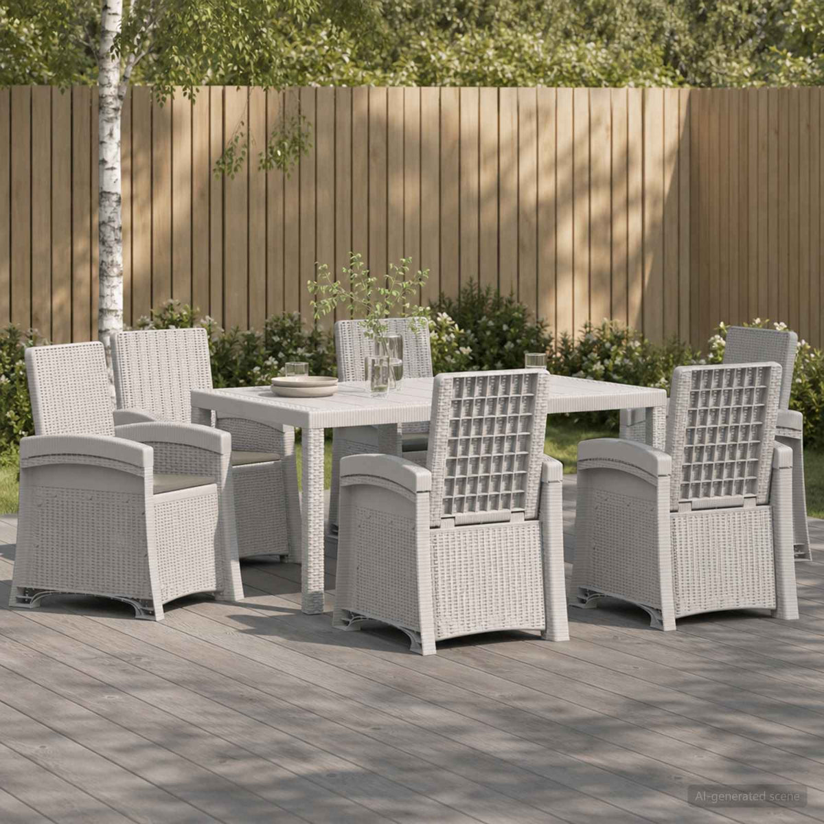 Tuin eettafelset 7 st Wit en Lichtgrijs PP is nu te koop bij PeponiXL, paradijselijk wonen!