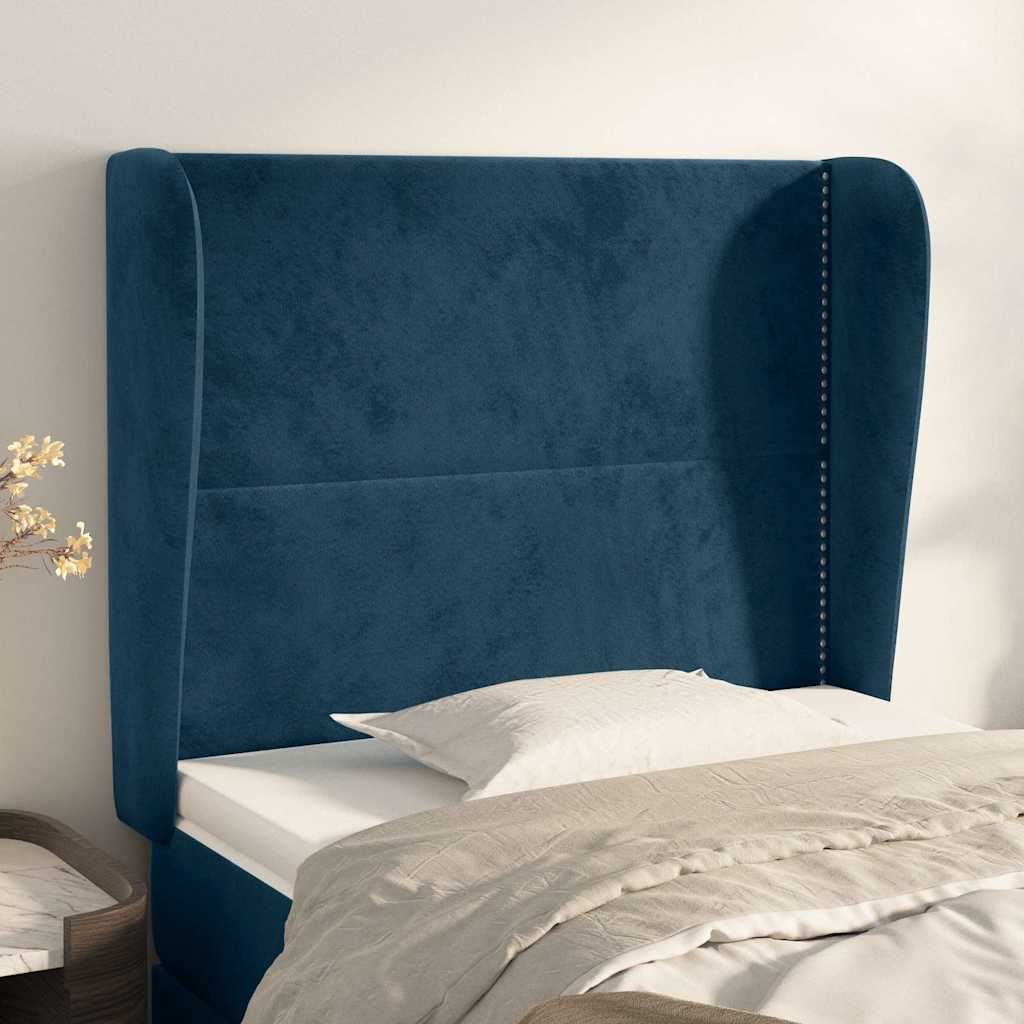 Hoofdbord met randen 103x23x118/128 cm fluweel donkerblauw is nu te koop bij PeponiXL, paradijselijk wonen!