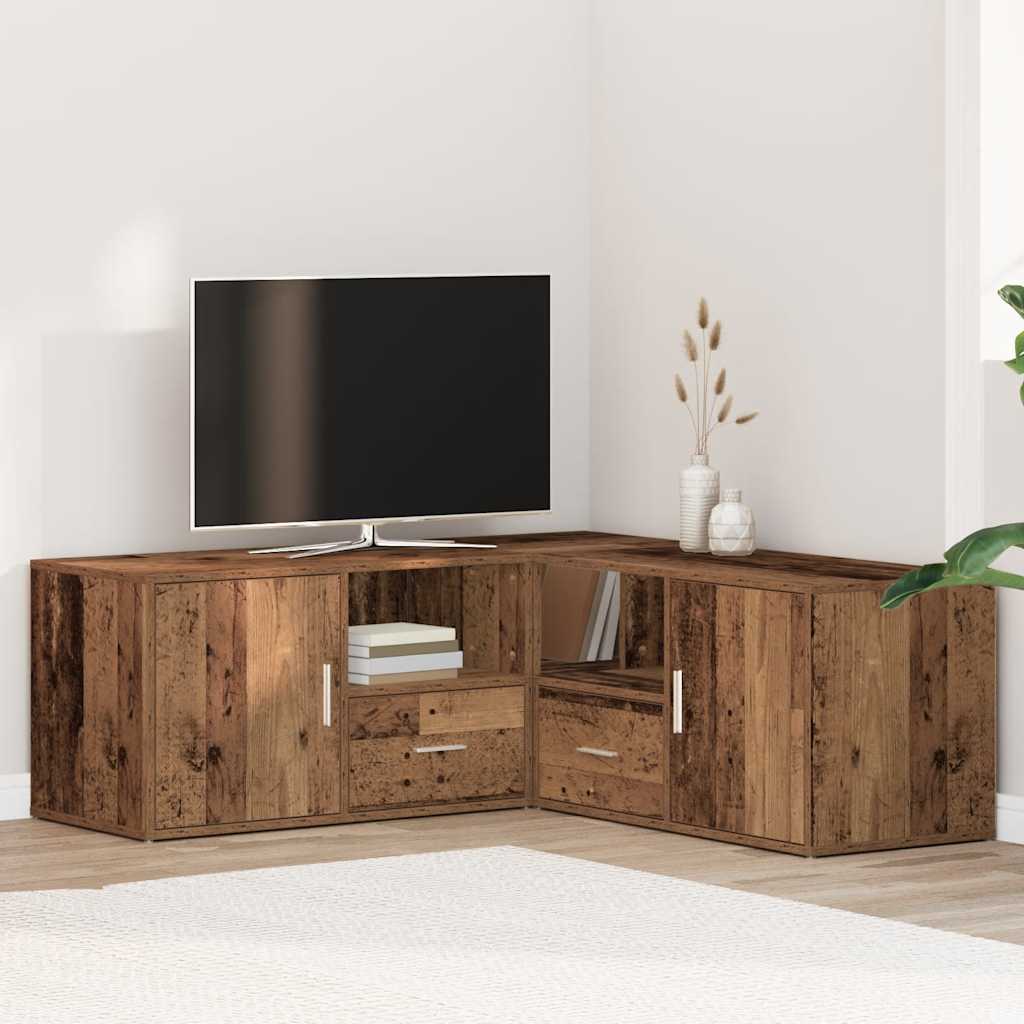 Hoekkast 200x40x45 cm bewerkt hout oud houtkleurig is nu te koop bij PeponiXL, paradijselijk wonen!