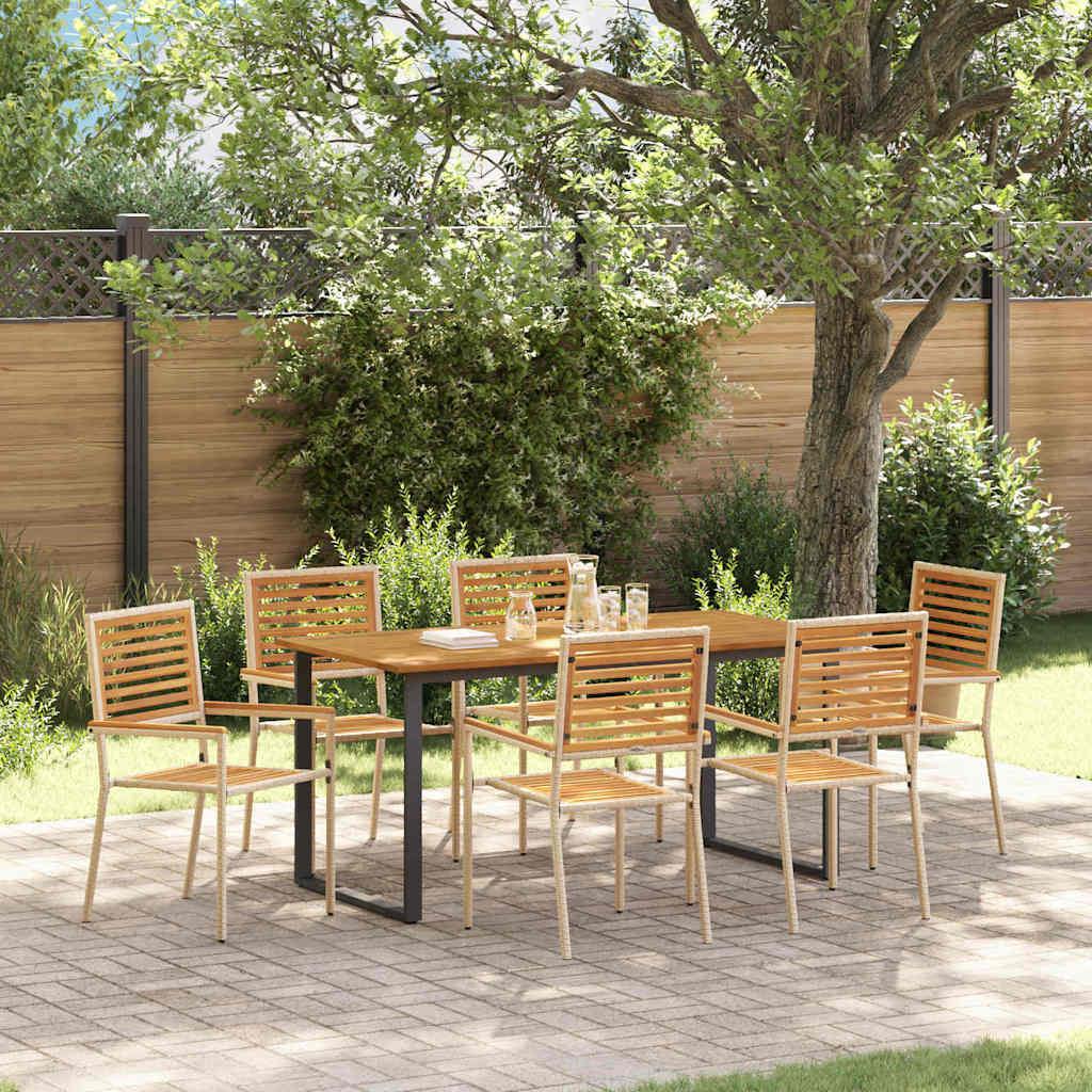 Tuin eettafelset 7 pcs Beige Massief Acaciahout is nu te koop bij PeponiXL, paradijselijk wonen!