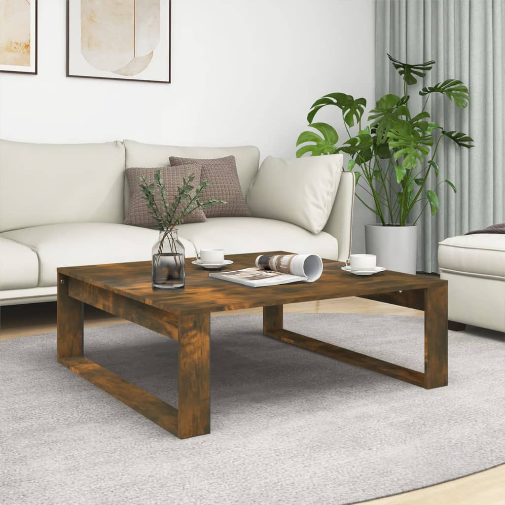 Salontafel 100x100x35 cm bewerkt hout gerookt eikenkleurig is nu te koop bij PeponiXL, paradijselijk wonen!