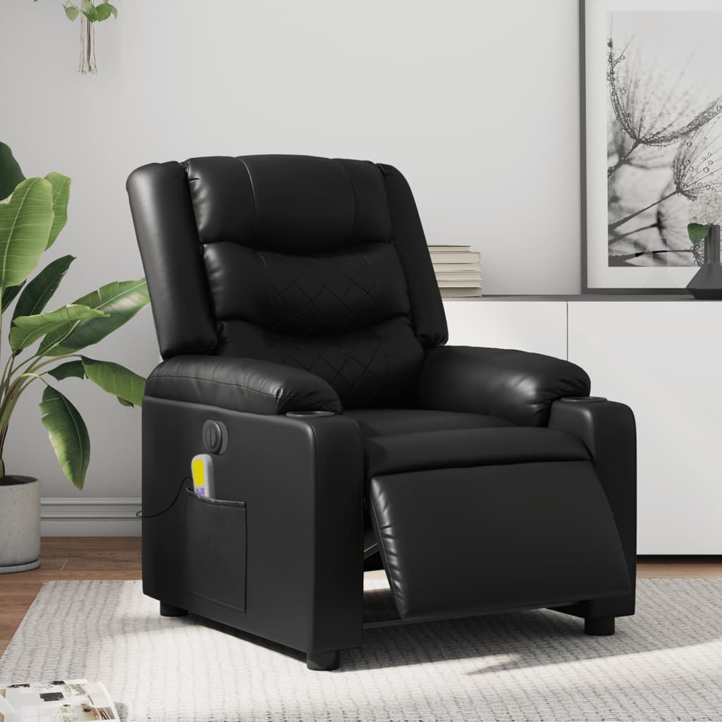 Massagestoel verstelbaar elektrisch kunstleer zwart is nu te koop bij PeponiXL, paradijselijk wonen!