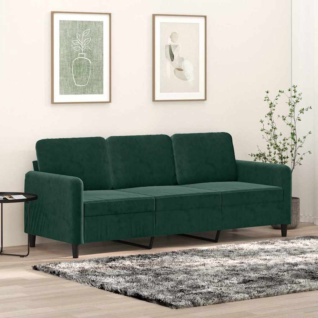 Driezitsbank 180 cm fluweel donkergroen is nu te koop bij PeponiXL, paradijselijk wonen!