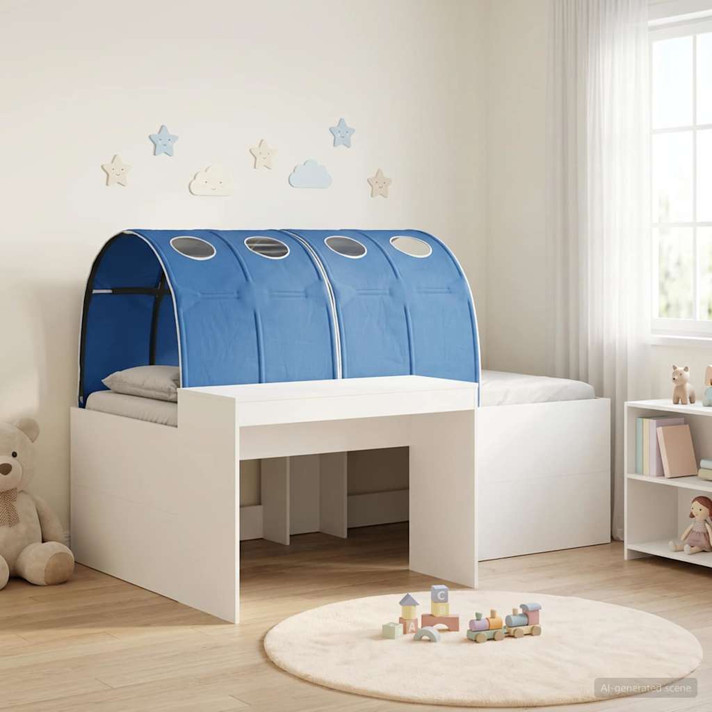 Bed met Tunnel 3 st Artisian Eik en Blauw Bewerkt hout is nu te koop bij PeponiXL, paradijselijk wonen!