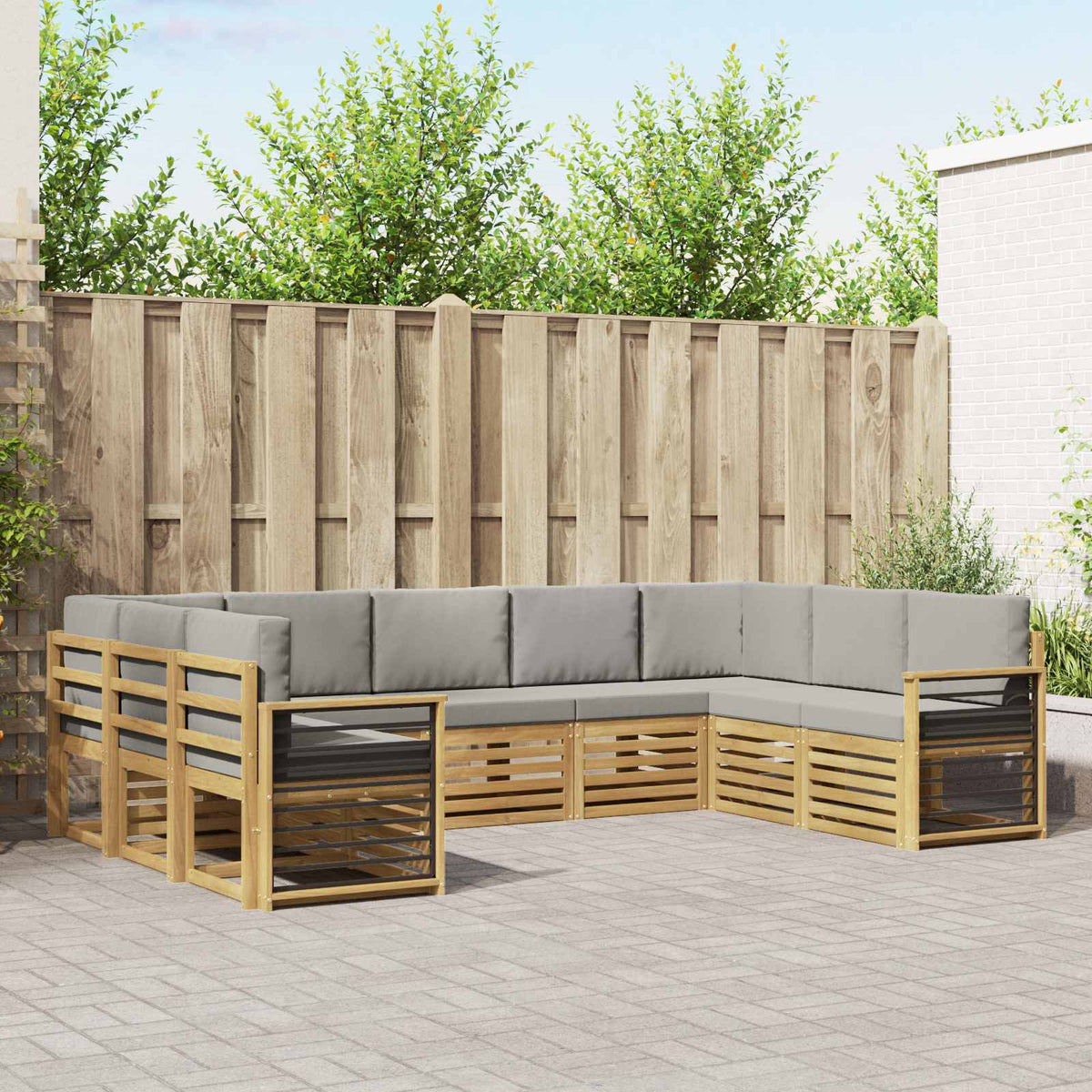 Hoekbank Set 9 pcs Wit en Lichtgrijs 304 x 187,5 x 73 cm is nu te koop bij PeponiXL, paradijselijk wonen!