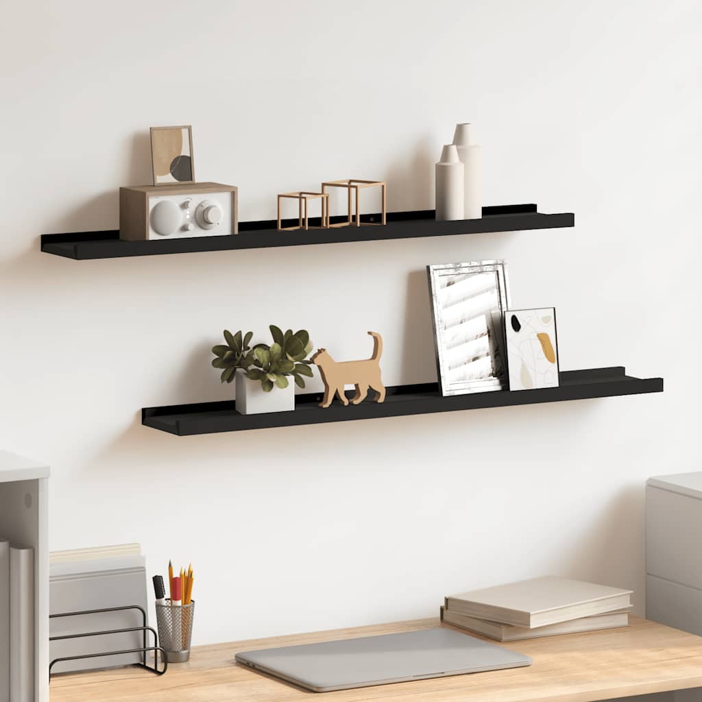 Fotoplanken 2 st 80x9x3 cm MDF zwart is nu te koop bij PeponiXL, paradijselijk wonen!