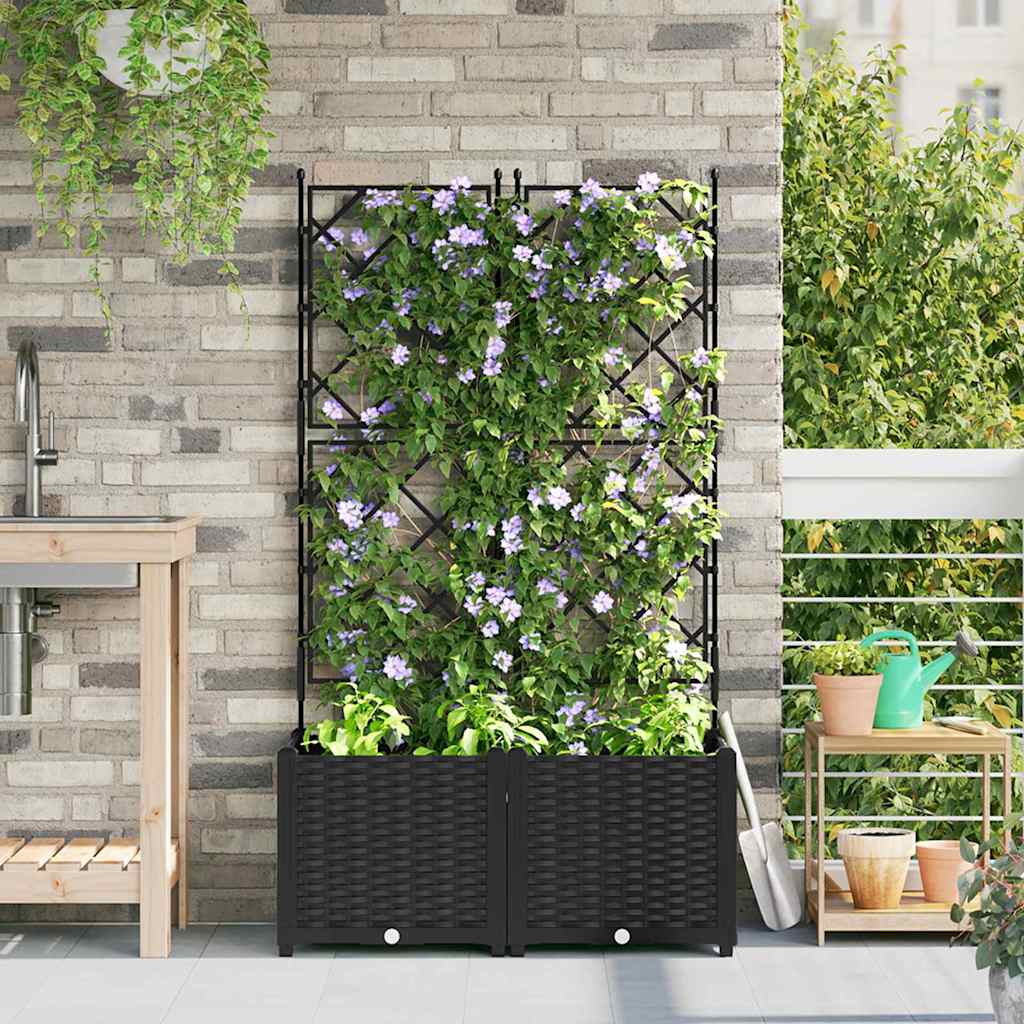 Tuin Bloempot 2 pcs Zwart 80 x 40 x 143 cm Kunststof is nu te koop bij PeponiXL, paradijselijk wonen!