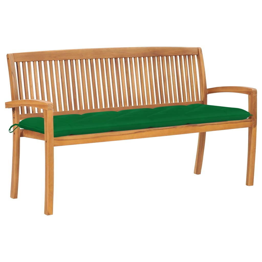 Tuinbank stapelbaar met kussen 159 cm massief teakhout is nu te koop bij PeponiXL, paradijselijk wonen!