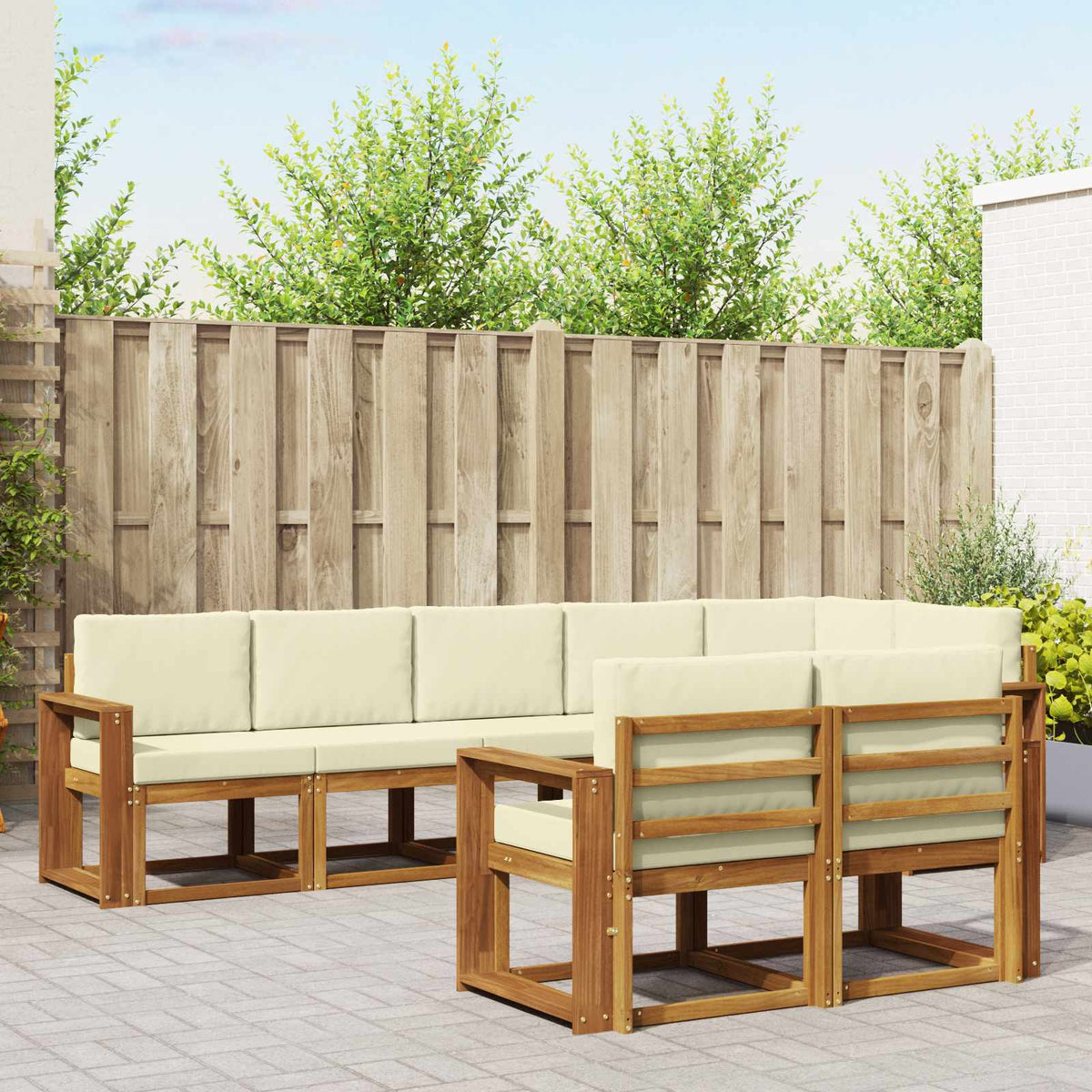 Buiten bankenset met kussen 8 pcs Natuurlijk en Crème is nu te koop bij PeponiXL, paradijselijk wonen!