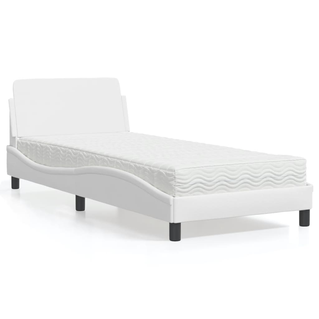 Bed met matras "Dover" kunstleer wit 90x190 cm is nu te koop bij PeponiXL, paradijselijk wonen!