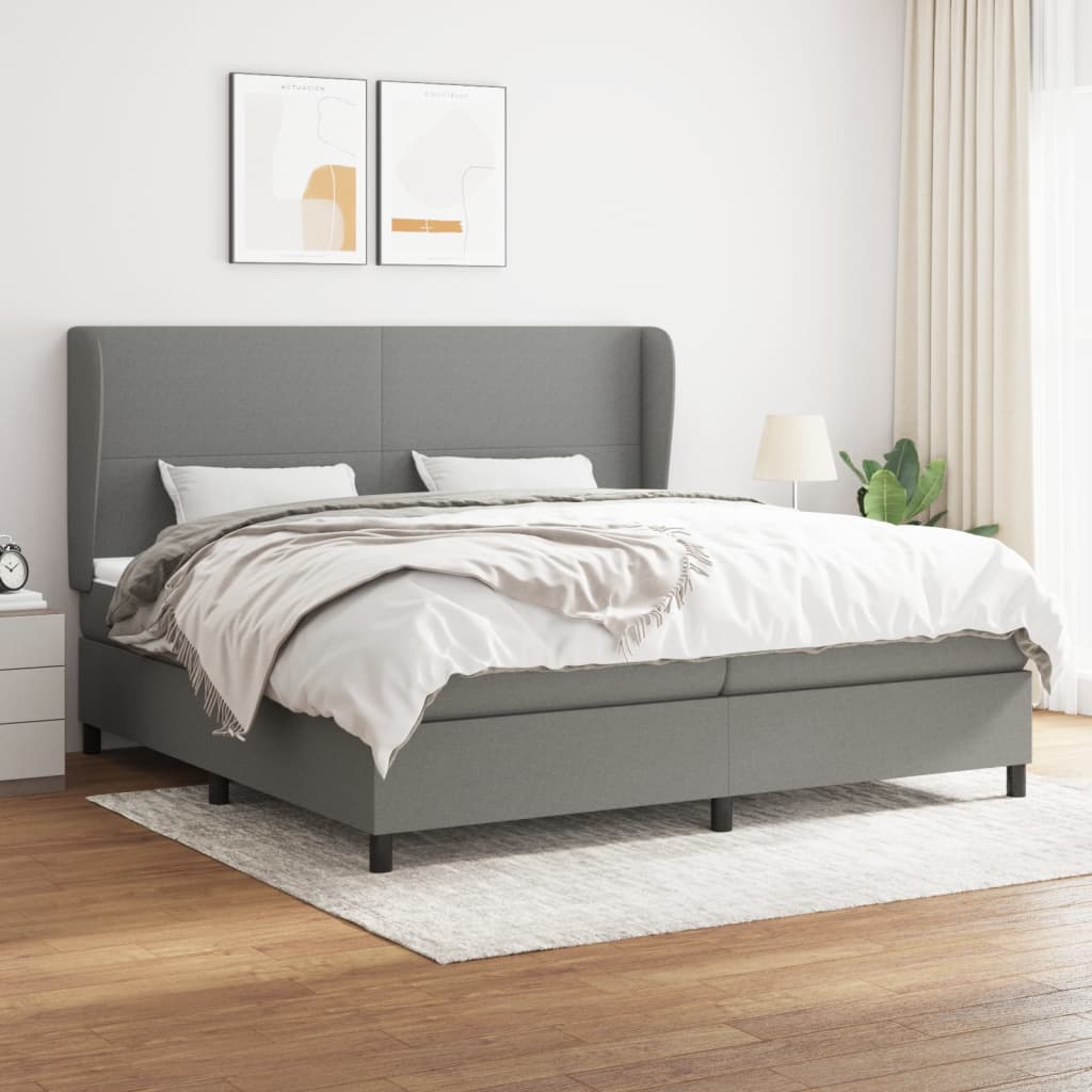 Boxspring met matras stof donkergrijs 200x200 cm is nu te koop bij PeponiXL, paradijselijk wonen!