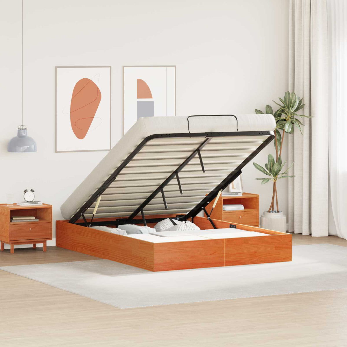 Ottoman Bedframe met Opslag Waskleur Bruin 120 x 190 cm is nu te koop bij PeponiXL, paradijselijk wonen!