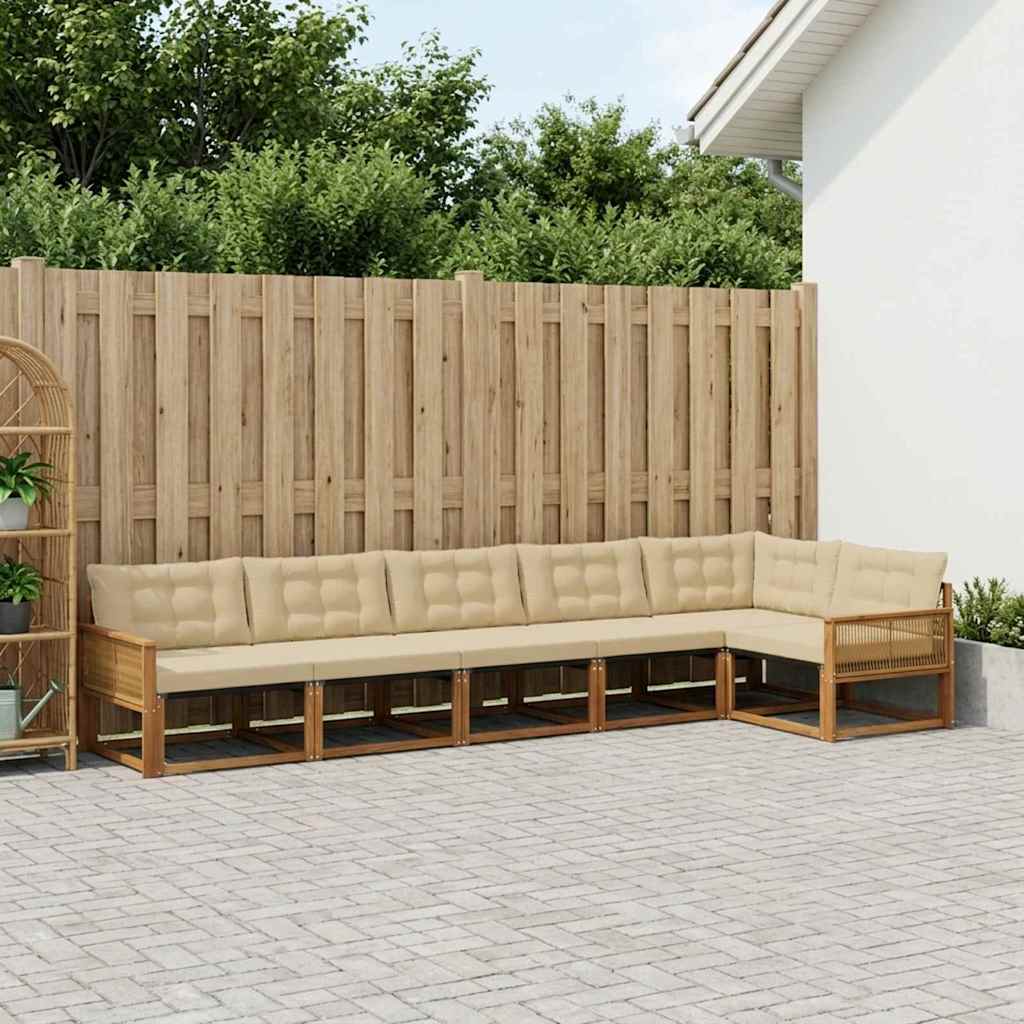 Buiten bankenset met kussen 6 pcs Natuurlijk en Beige is nu te koop bij PeponiXL, paradijselijk wonen!