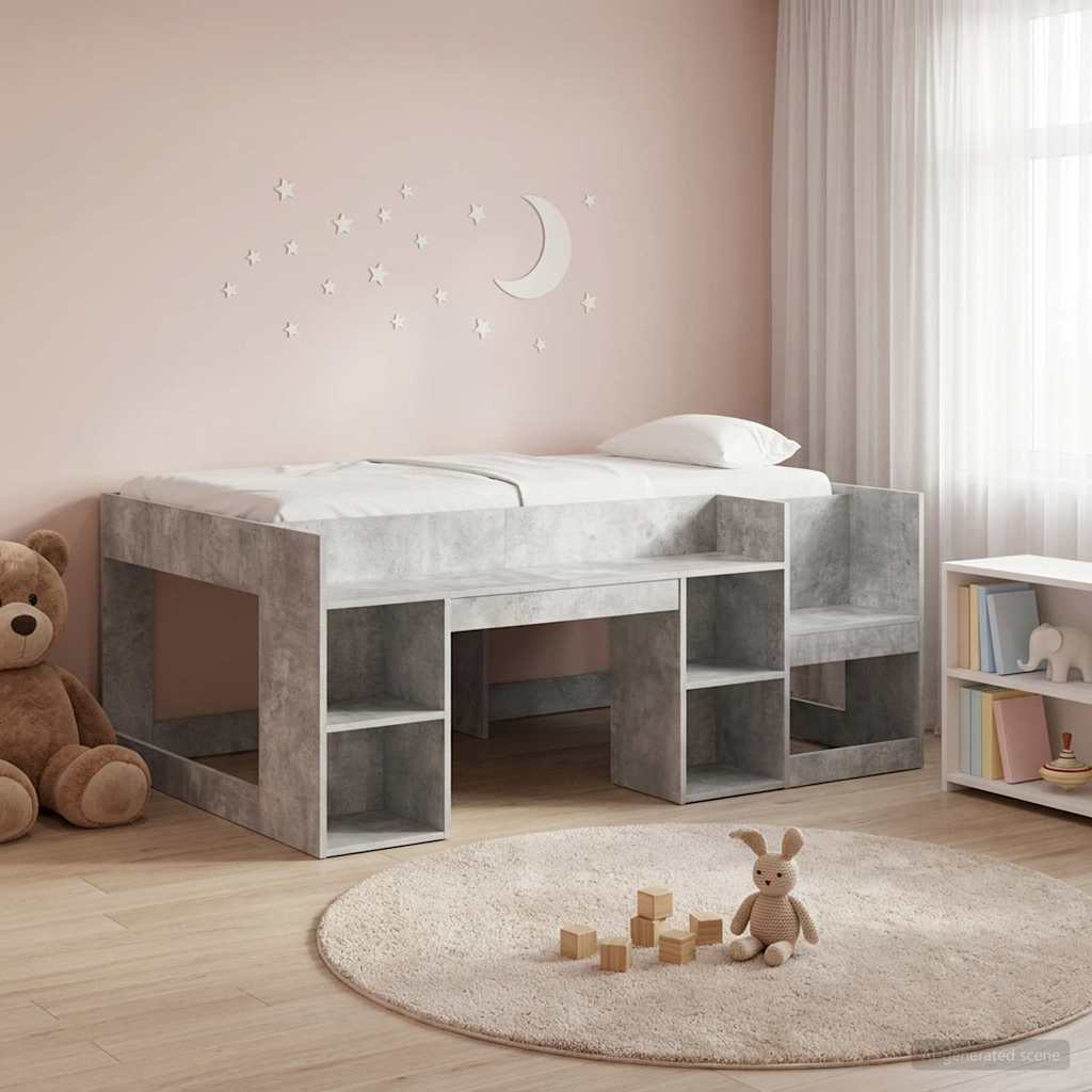 Jeugd bedframe met opbergruimte Betongrijs 80 x 160 cm is nu te koop bij PeponiXL, paradijselijk wonen!