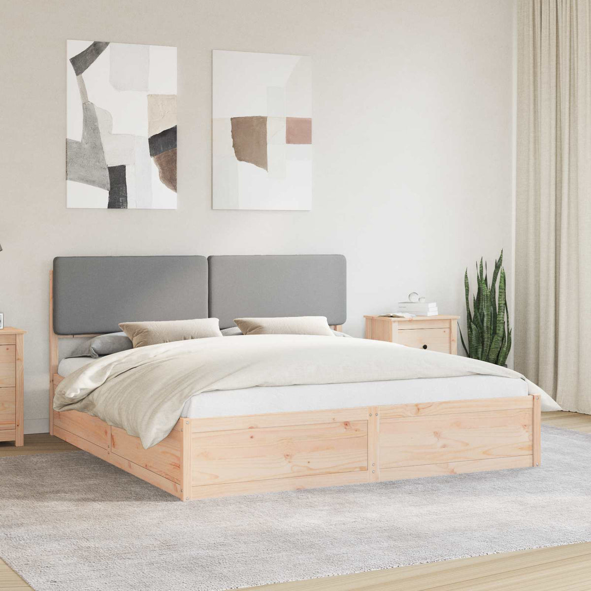 Bedframe met Gevoerd Hoofdgedeelte Lichtgrijs 200 x 200 cm is nu te koop bij PeponiXL, paradijselijk wonen!