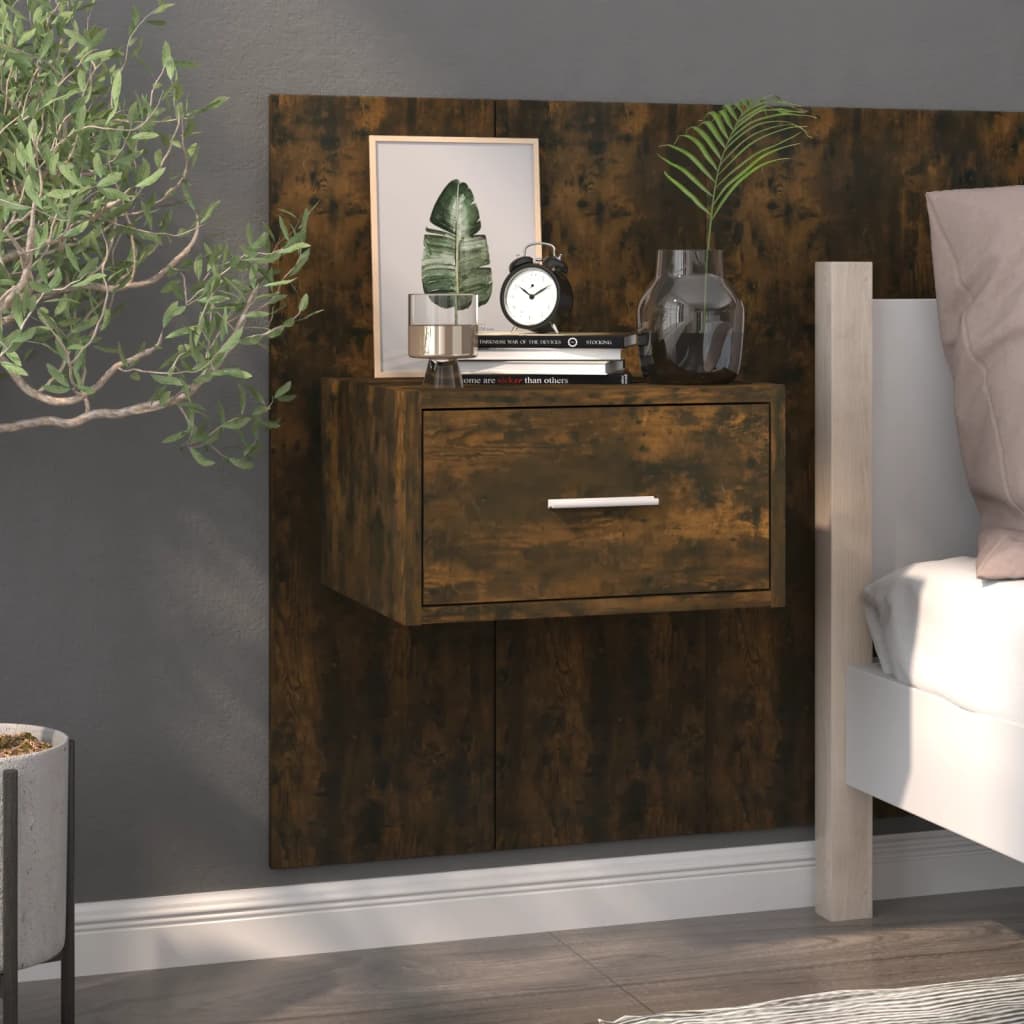 Nachtkastje wandgemonteerd gerookt eikenkleurig is nu te koop bij PeponiXL, paradijselijk wonen!