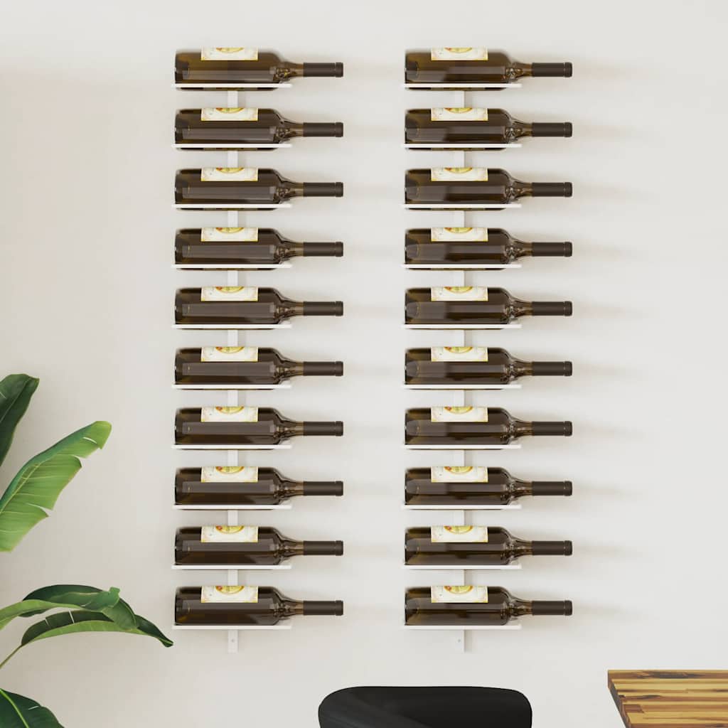 Wijnrekken 2 st voor 10 flessen wandmontage metaal wit is nu te koop bij PeponiXL, paradijselijk wonen!