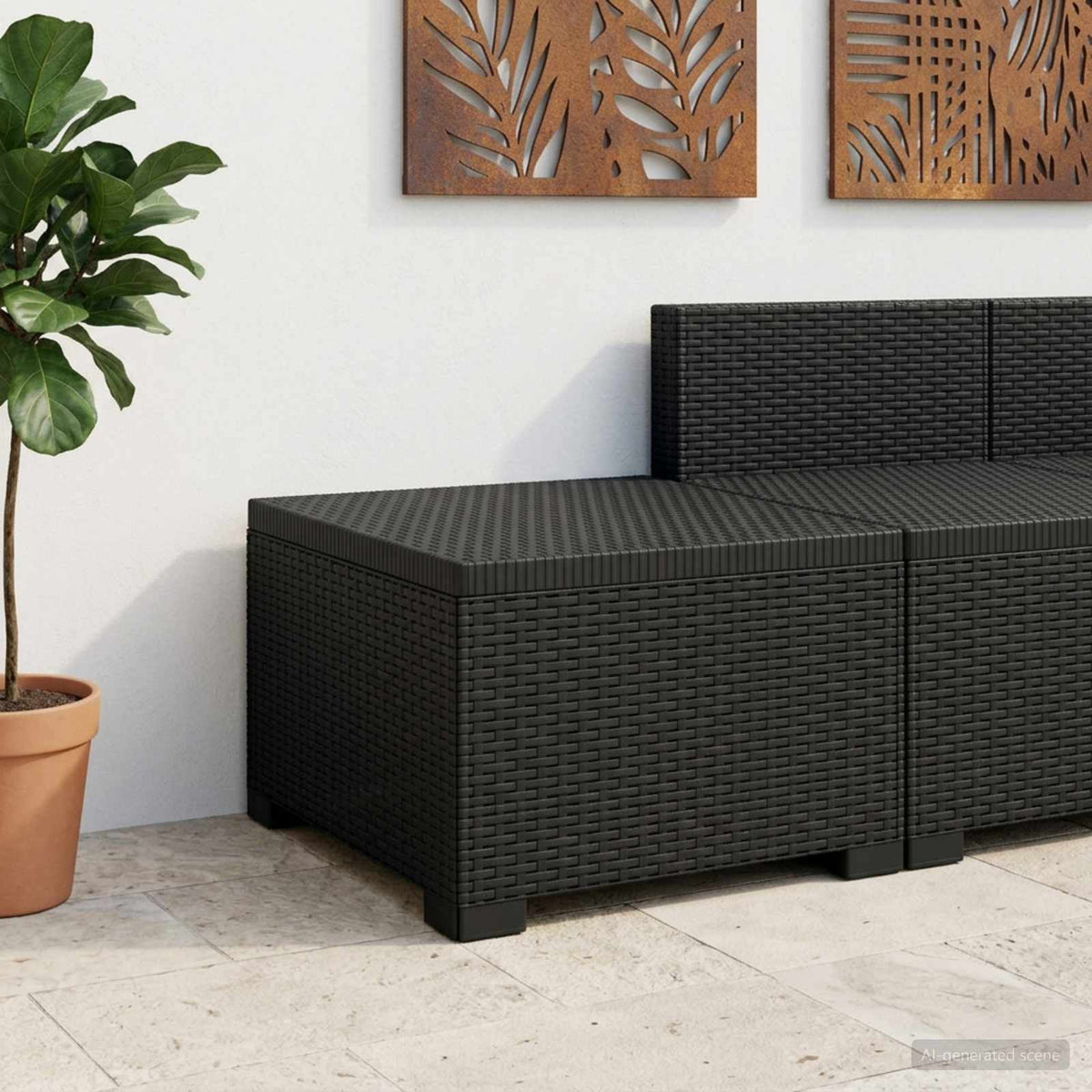 Eénpersoons Tuinbank Rattan Look PP Antraciet is nu te koop bij PeponiXL, paradijselijk wonen!
