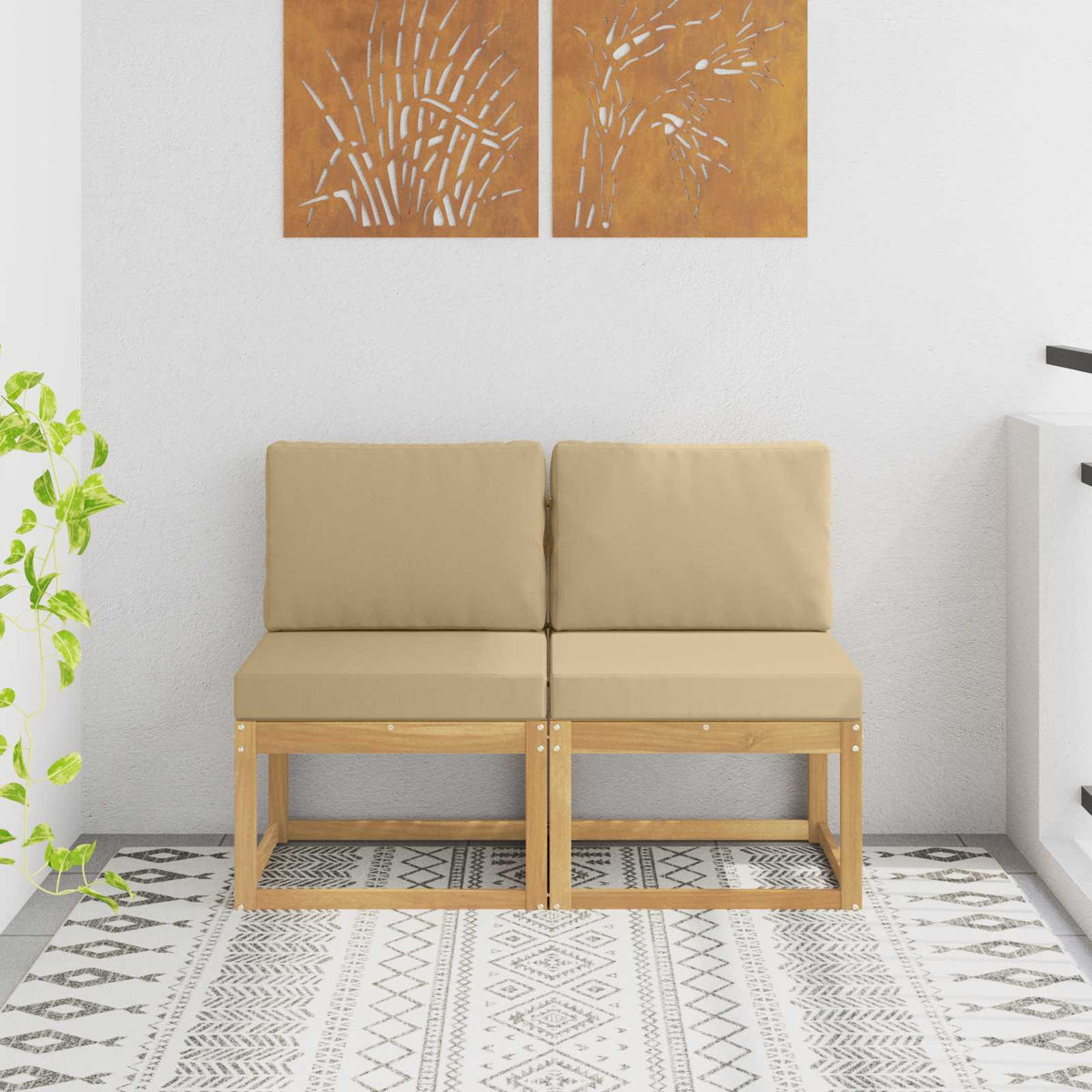 2 Stuk Buiten Midden Sofa Massief Acaciahout Wit is nu te koop bij PeponiXL, paradijselijk wonen!