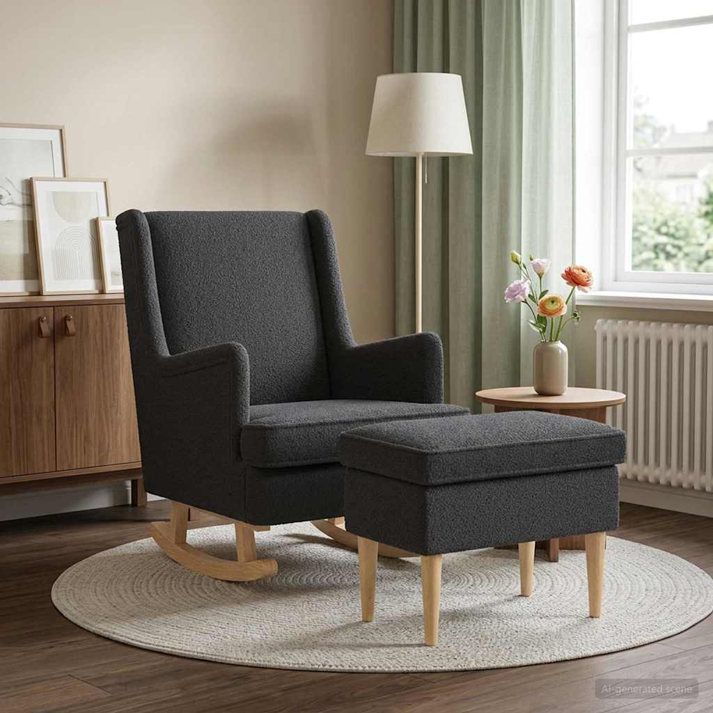 Fauteuil met Voetenbank 2 st Donkergrijs Bouclé is nu te koop bij PeponiXL, paradijselijk wonen!