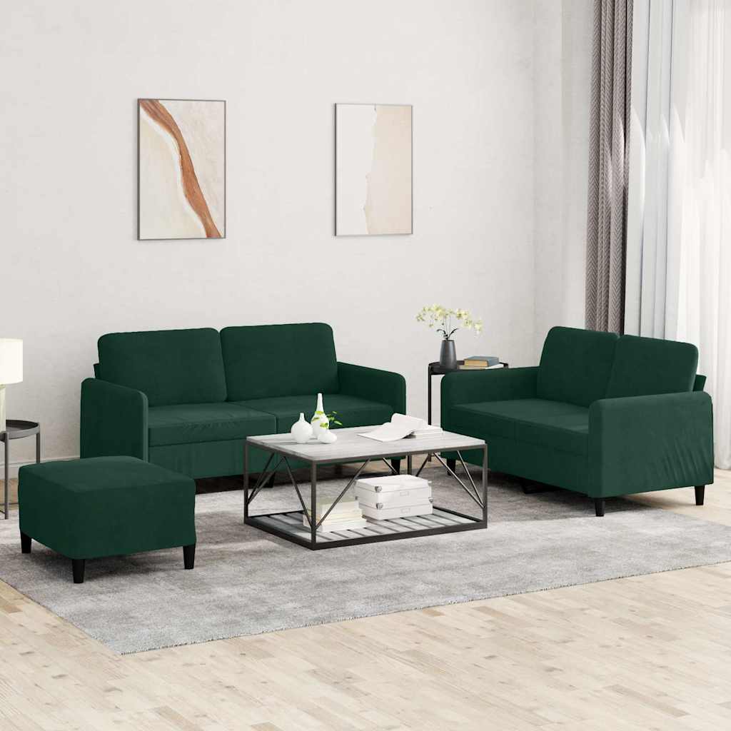 3-delige Loungeset fluweel donkergroen is nu te koop bij PeponiXL, paradijselijk wonen!