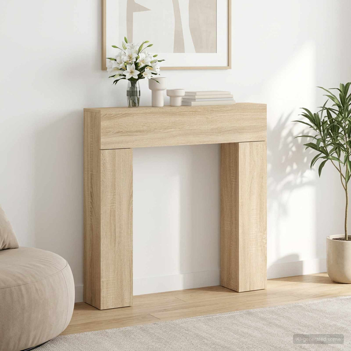 Haardomlijsting Sonoma Eiken 102 x 18 x 100,5 cm Bewerkt hout is nu te koop bij PeponiXL, paradijselijk wonen!