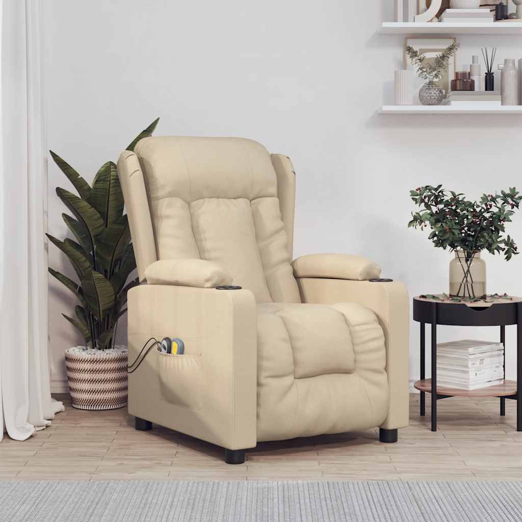 Massagestoel elektrisch stof crèmekleurig is nu te koop bij PeponiXL, paradijselijk wonen!