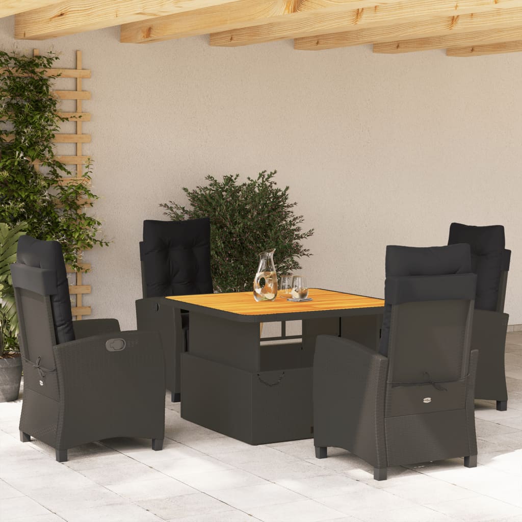 5-delige Tuinset met kussens poly rattan zwart is nu te koop bij PeponiXL, paradijselijk wonen!