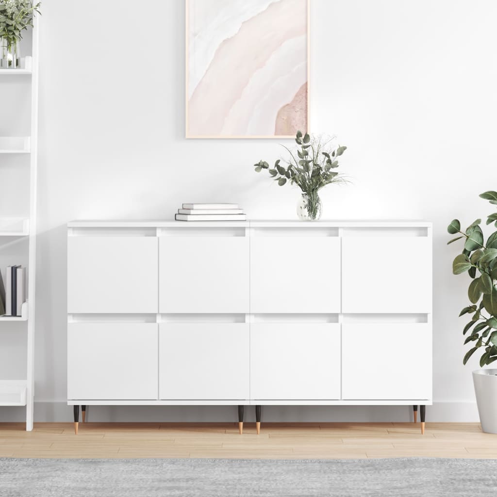 Dressoirs 2 st bewerkt hout wit is nu te koop bij PeponiXL, paradijselijk wonen!