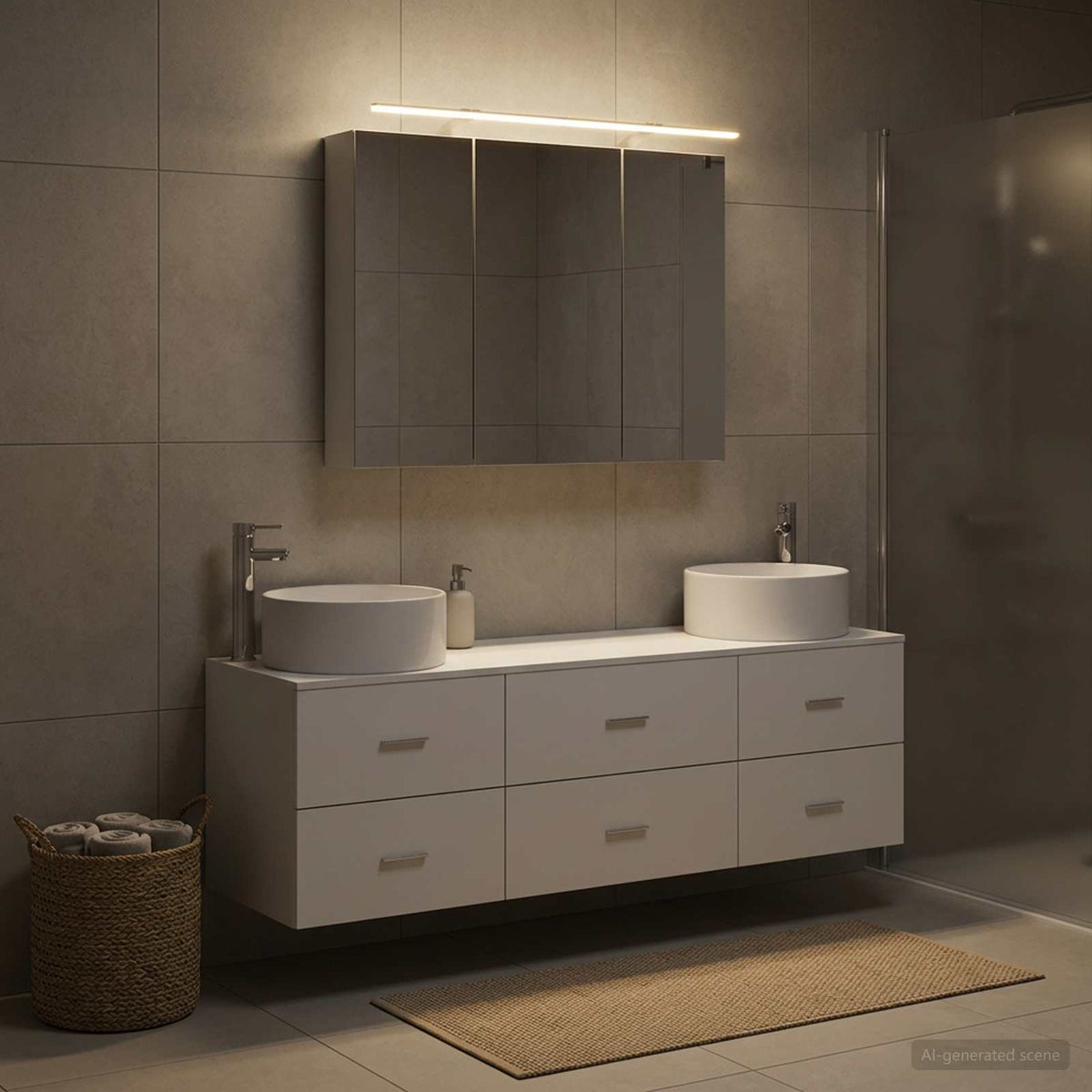 Badkamermeubelset 4 st Wit Bewerkt hout en glas is nu te koop bij PeponiXL, paradijselijk wonen!