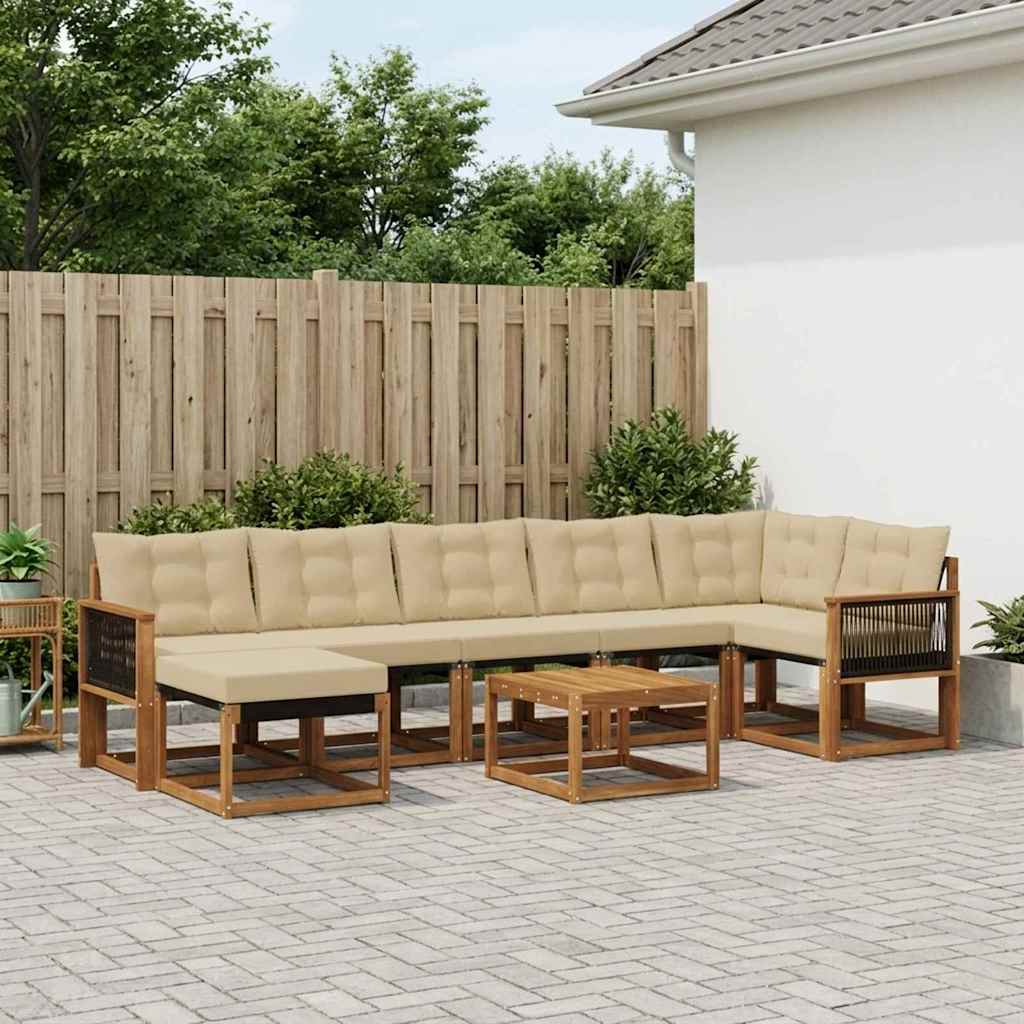 Buiten bankenset met kussen 8 pcs Natuurlijk en Beige is nu te koop bij PeponiXL, paradijselijk wonen!