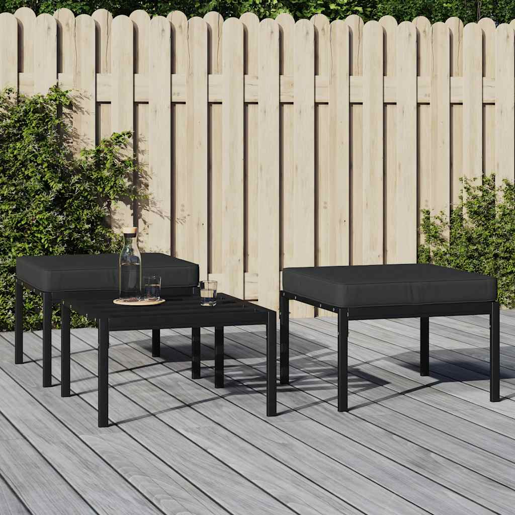 Tuinvoetenbanken met grijze kussens 2 st 60x60x35 cm staal is nu te koop bij PeponiXL, paradijselijk wonen!
