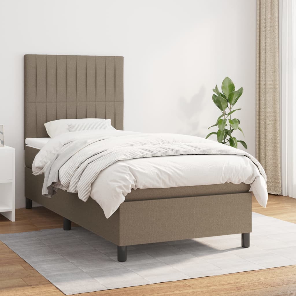 Boxspring met matras stof taupe 80x200 cm is nu te koop bij PeponiXL, paradijselijk wonen!