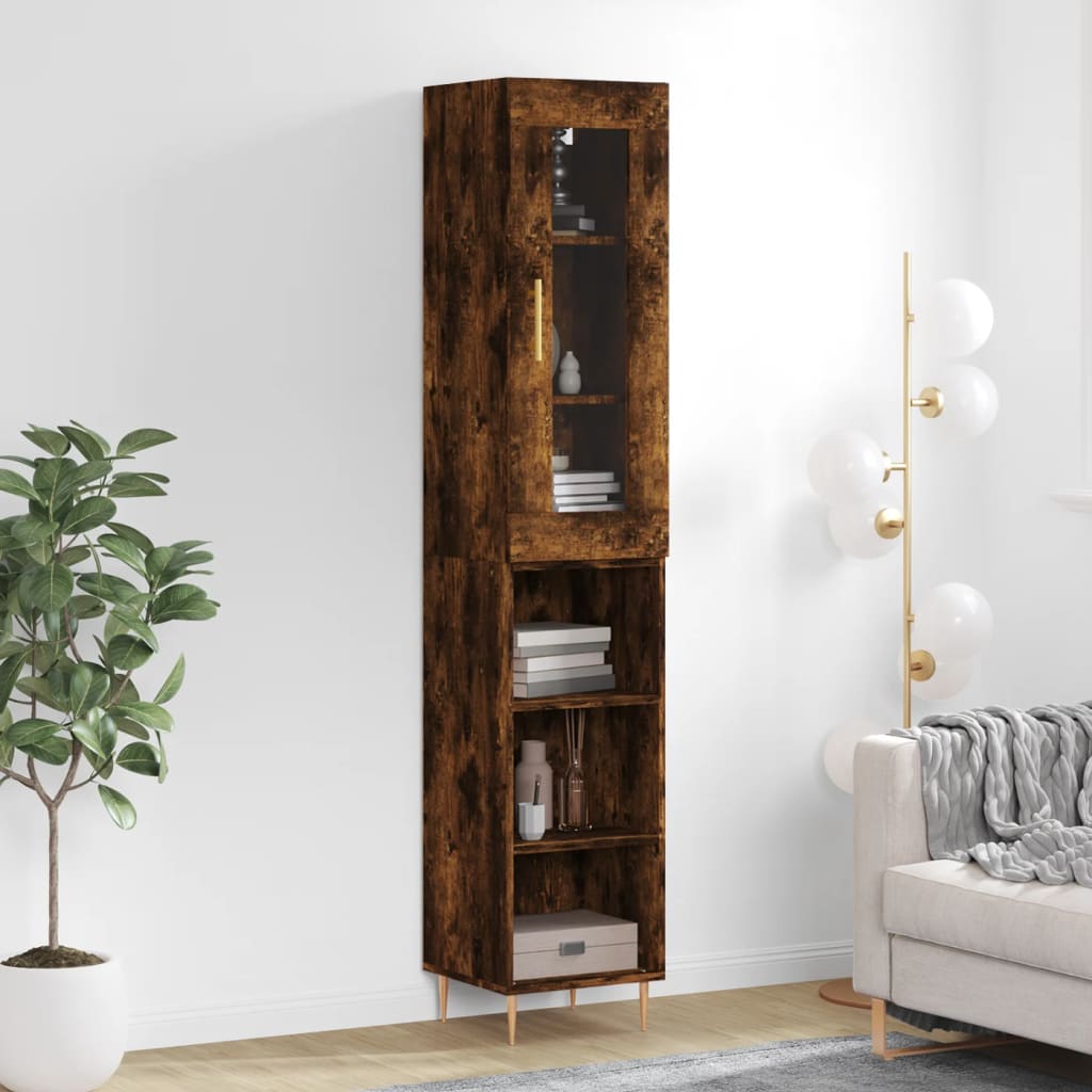 Hoge kast 34,5x34x180 cm bewerkt hout gerookt eikenkleurig is nu te koop bij PeponiXL, paradijselijk wonen!