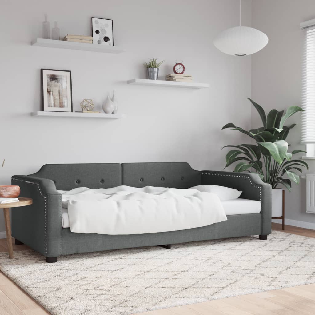 Slaapbank 100x200 cm stof donkergrijs is nu te koop bij PeponiXL, paradijselijk wonen!