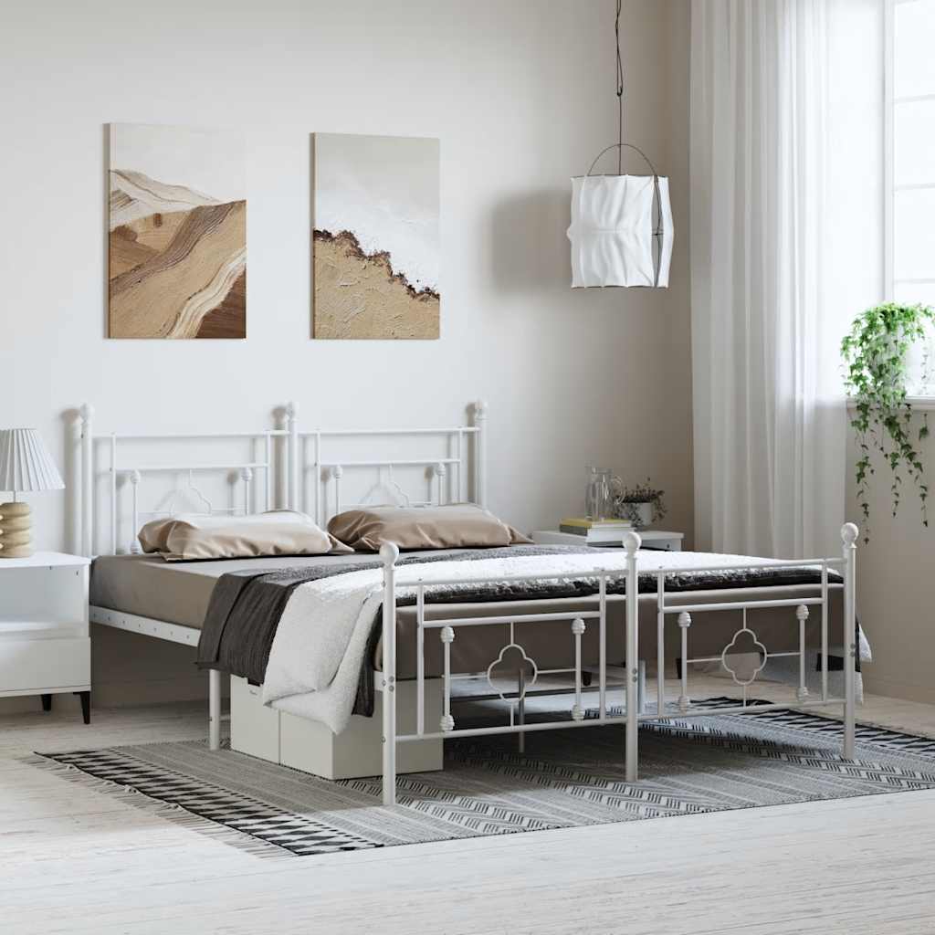 Bedframe met hoofd- en voeteneinde metaal wit 150x200 cm is nu te koop bij PeponiXL, paradijselijk wonen!