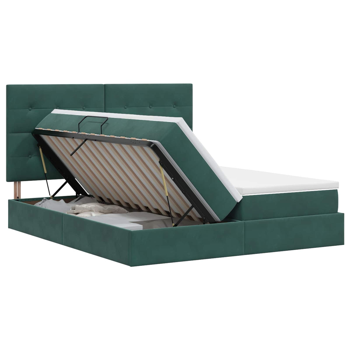 Opslag bed met hoofdeinde Donkergroen 200 x 200 cm Fluweel is nu te koop bij PeponiXL, paradijselijk wonen!