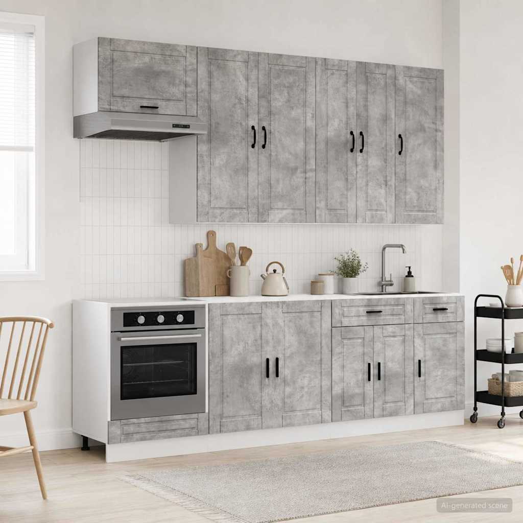 Keukenblok PORTO 8 pcs Betongrijs Bewerkt hout is nu te koop bij PeponiXL, paradijselijk wonen!