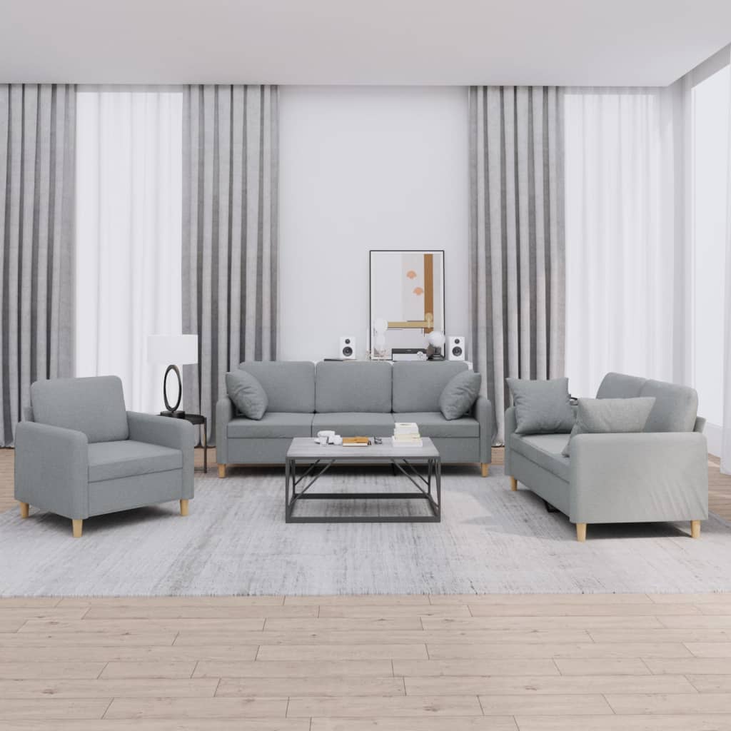 3-delige Loungeset met kussens stof lichtgrijs is nu te koop bij PeponiXL, paradijselijk wonen!