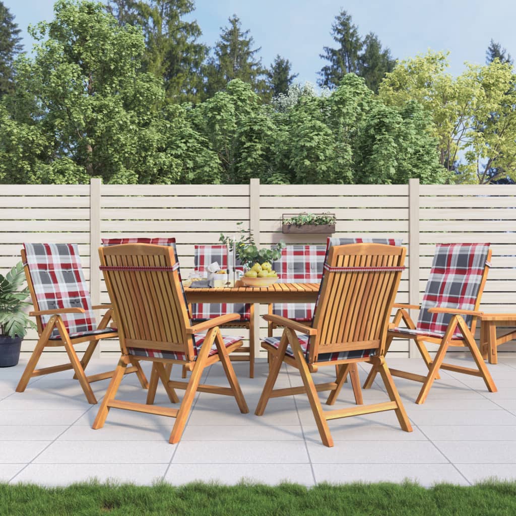 Tuinstoelen 6 st verstelbaar met kussens massief teakhout is nu te koop bij PeponiXL, paradijselijk wonen!